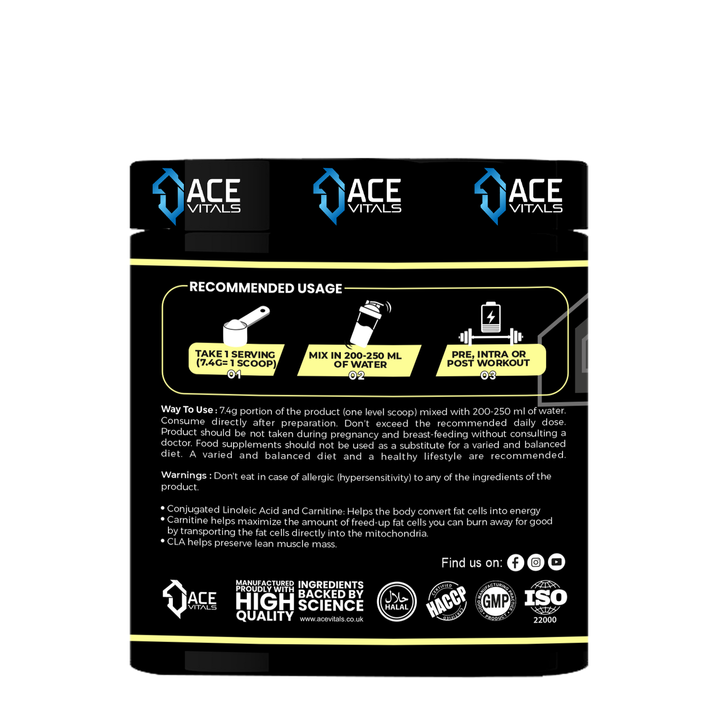 Ace Vitals CLA Plus Carnitine- 270gm