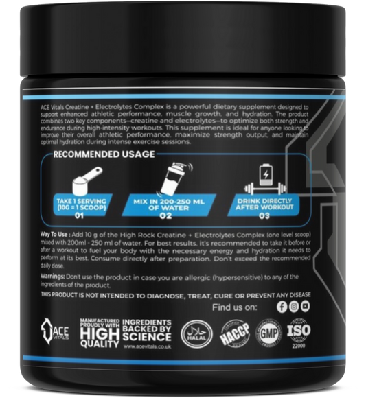 Ace Vitals Creatine Monohydrate plus Electrolytes- 300gm