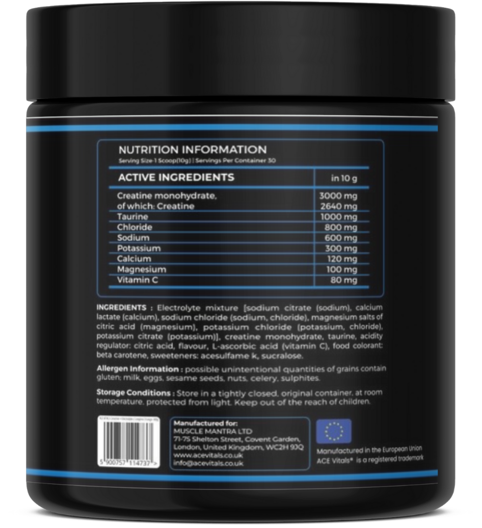 Ace Vitals Creatine Monohydrate plus Electrolytes- 300gm